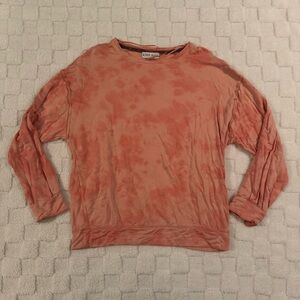 Knox Rose Coral Pink Tie Dye Crewneck Sweatshirt Top Rayon Blend, Women’s Medium